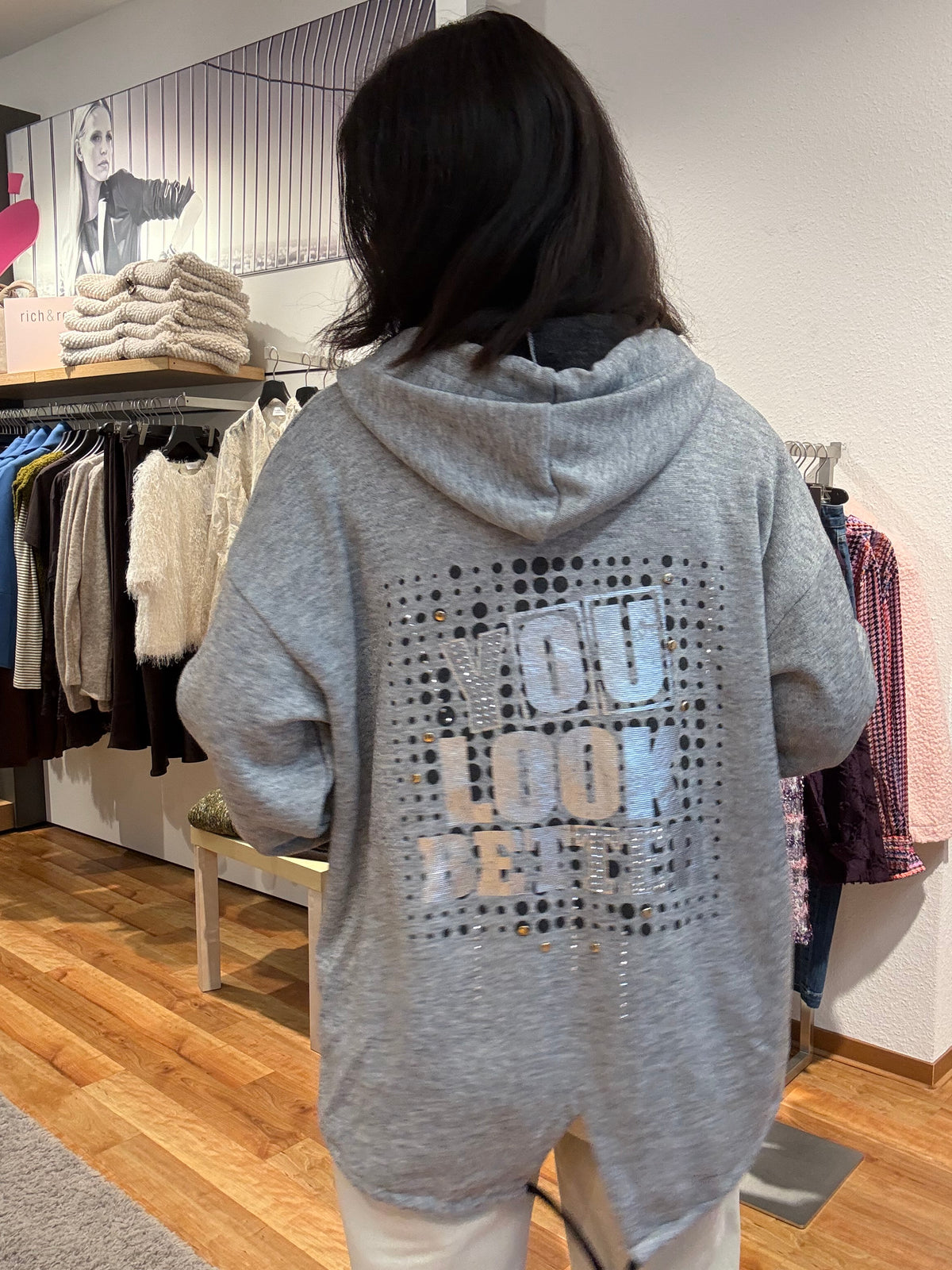 Sweatjacke mit Kapuze & Rückenprint 3 Farben