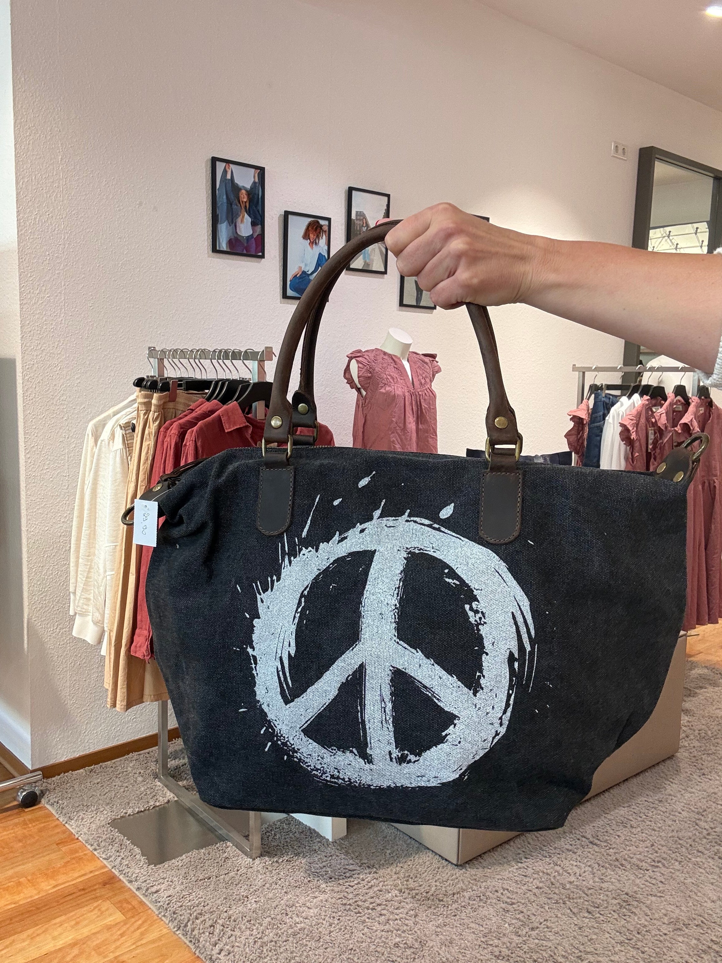 Canvas-Shopper mit Peace-Zeichen