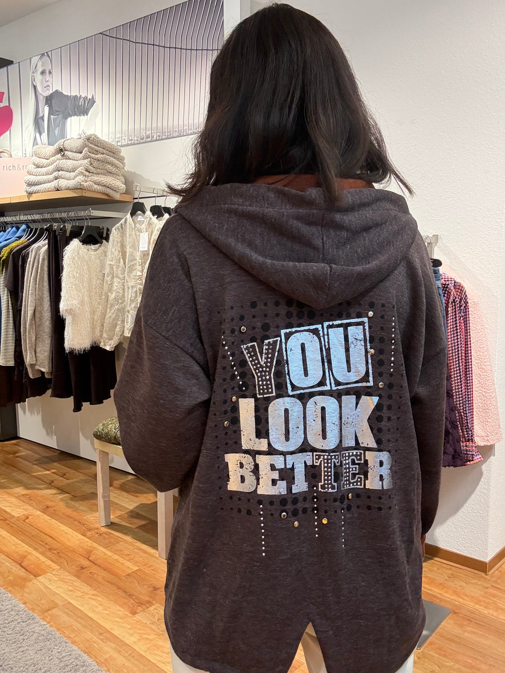 Sweatjacke mit Kapuze & Rückenprint 3 Farben