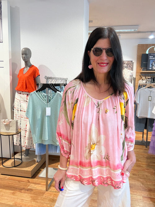 Leichte Sommerbluse mit Print | One Size