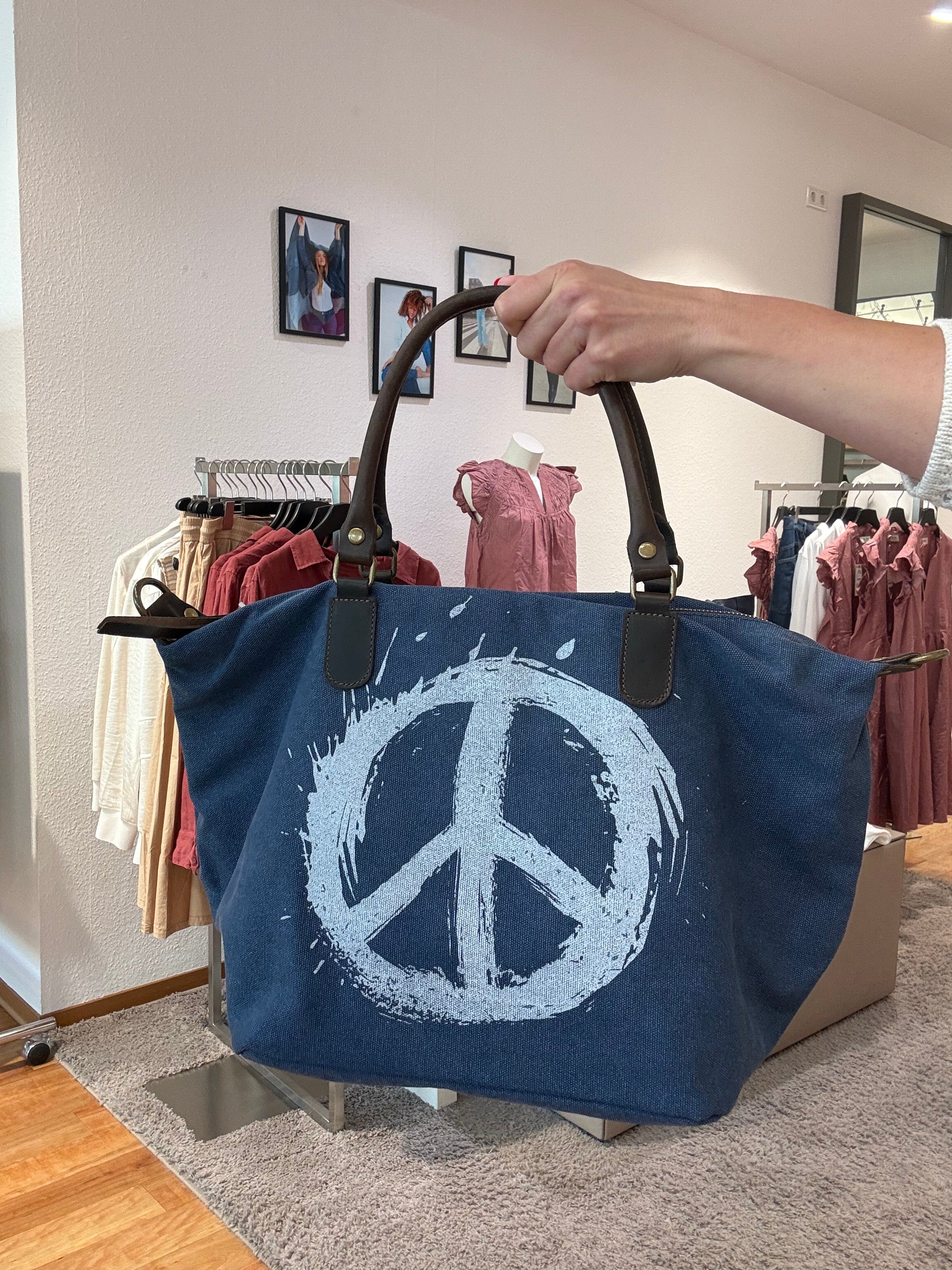 Canvas-Shopper mit Peace-Zeichen
