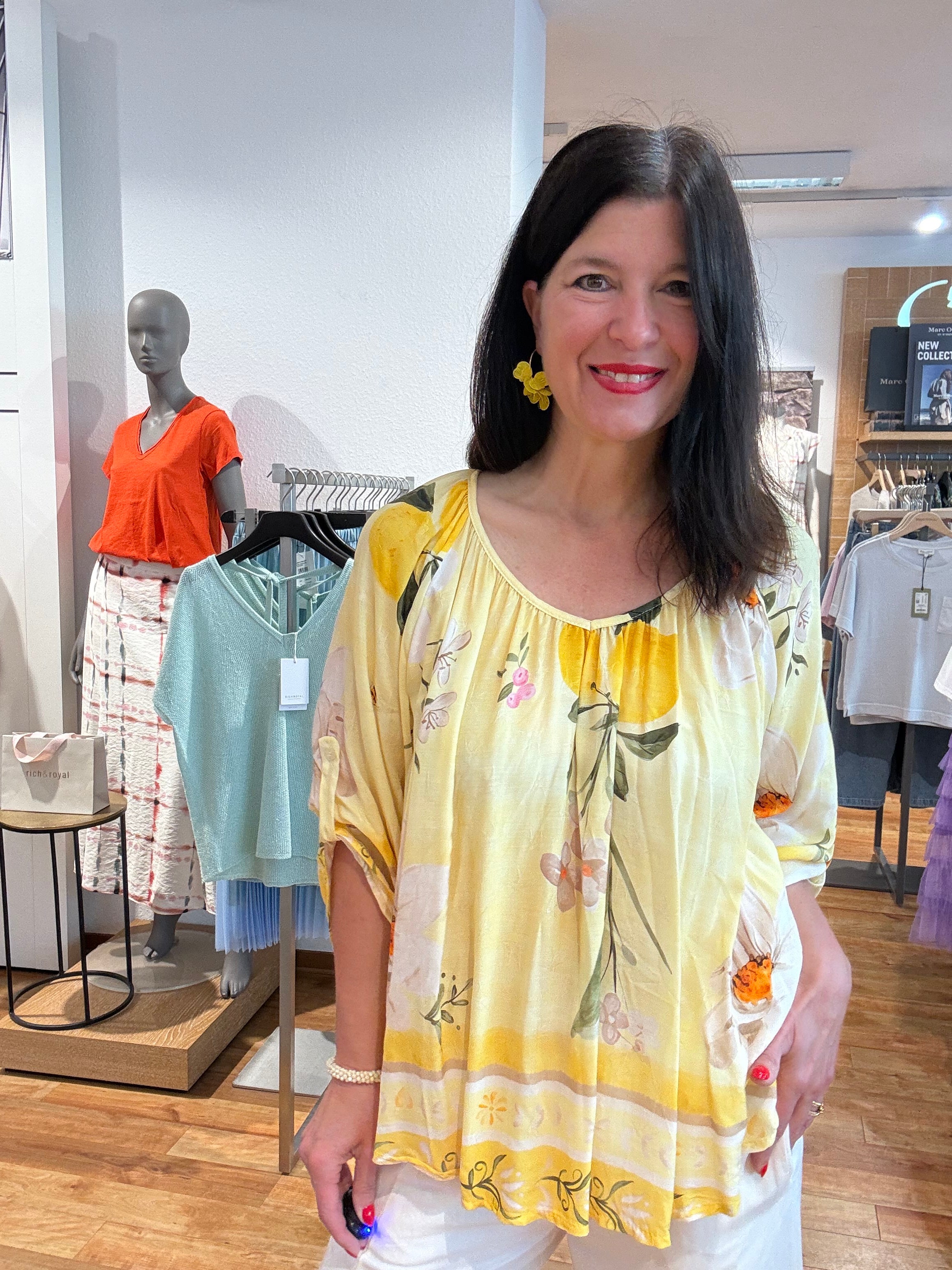 Leichte Sommerbluse mit Print | One Size