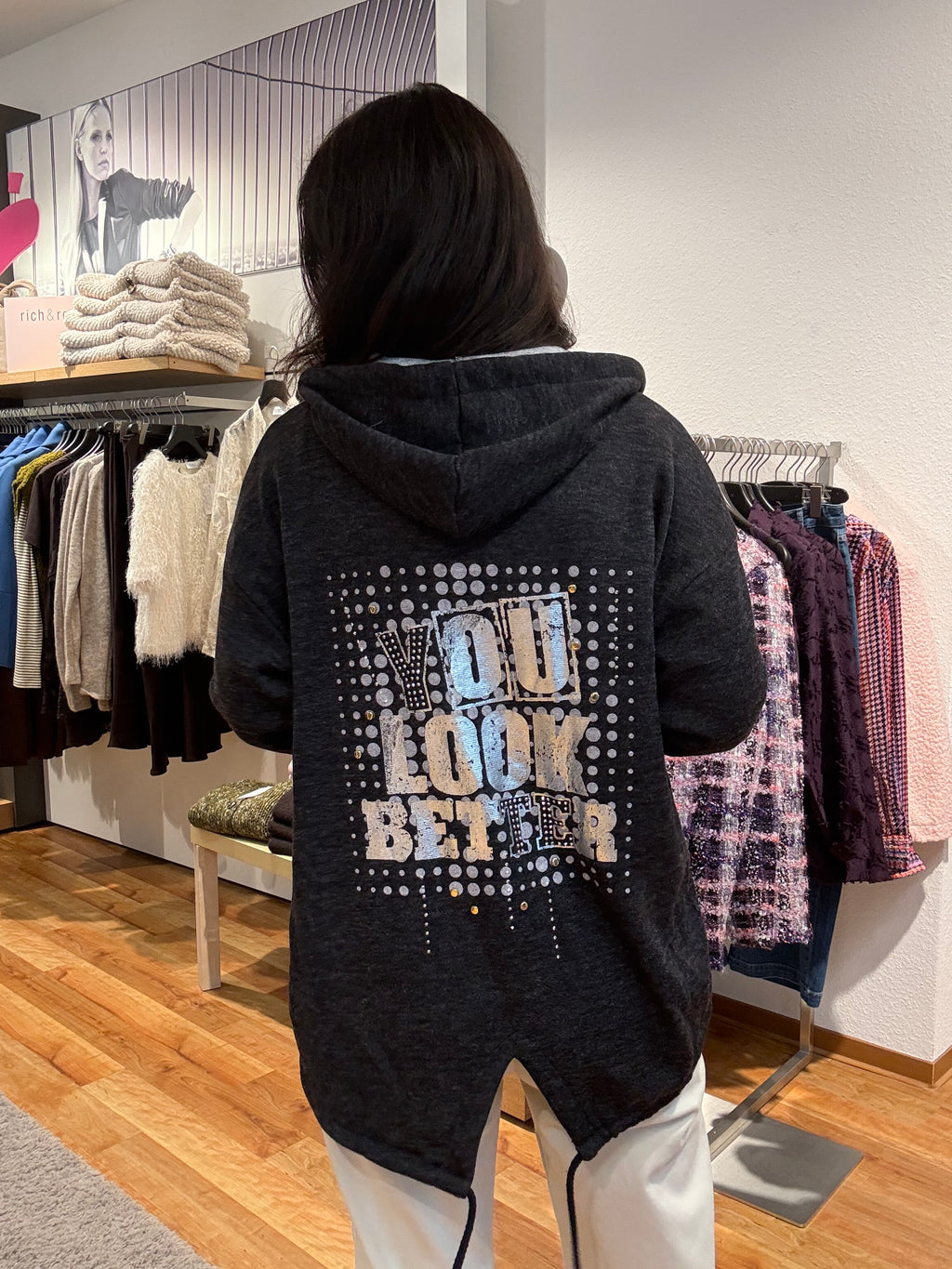 Sweatjacke mit Kapuze & Rückenprint 3 Farben